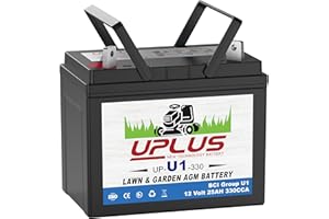 UPLUS NEW TECHNOLOGY BATTERY UPLUS U1 Riding Lawn Mower Battery, 12V 330CCA Garden Tractors Battery Maintenance Free AGM Batteries, Fit for John Deere, Cub Cadet, Husqvarna, Craftsman, Toro, Ariens, Poulan Pro and Troy-Bilt