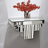 ST3000 Mirrored Floating Wall Shelf, Silver Mirror Crushed Diamond Decorative Wall Shelf for Home Decoration Crystal Diamond 