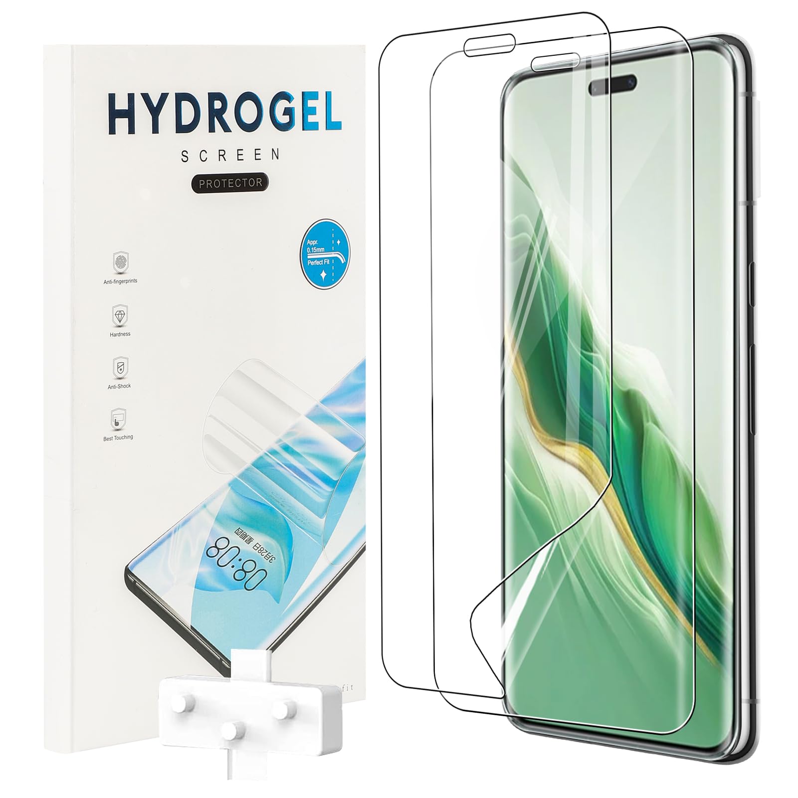 KZIOACSH Screen Protector for Honor Magic6 Pro 5G, 2 Pack 3D Curved Edge HD Clear Soft TPU Screen Protector [Not Glass] Scratchproof Bubble Free [Fingerprint Unlocking] Protective Cover Film