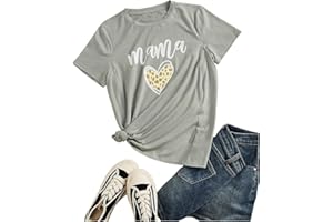 GOWONE Funny Mama Shirt for Women Maternity Nursing Shirt Cute Leopard Heart Graphic Tees Friendly Zip Breastfeeding Tops