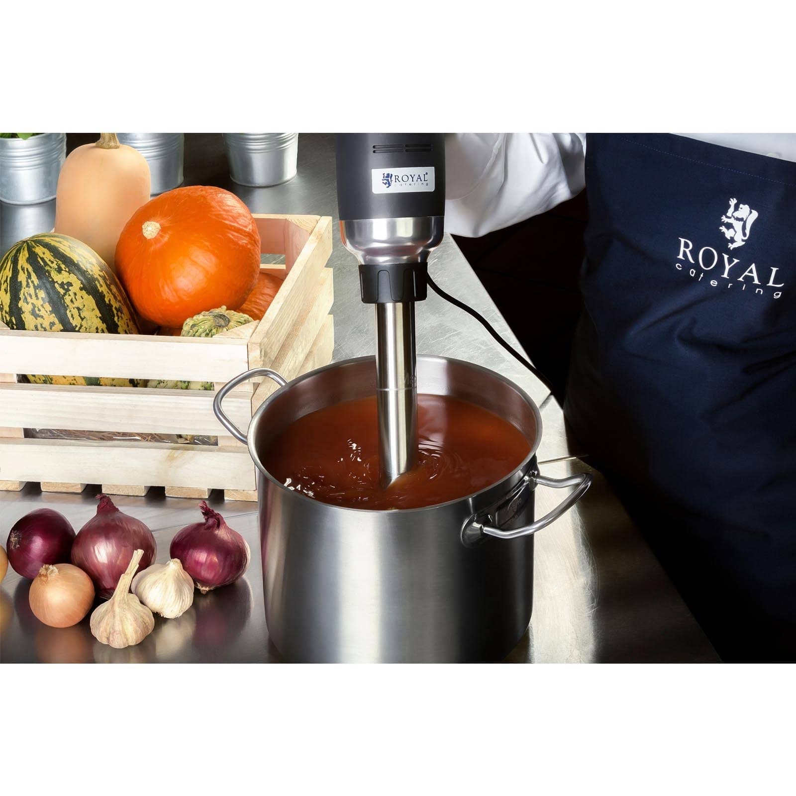 Royal Catering RCSM-500-500P Stabmixer Pürierstab Zauberstab (ergonomischer Griff, 500 W, 4000-18 000 U/min stufenlos, Spritzschutz, Mixstab 500 mm, Edelstahl) Schwarz 3
