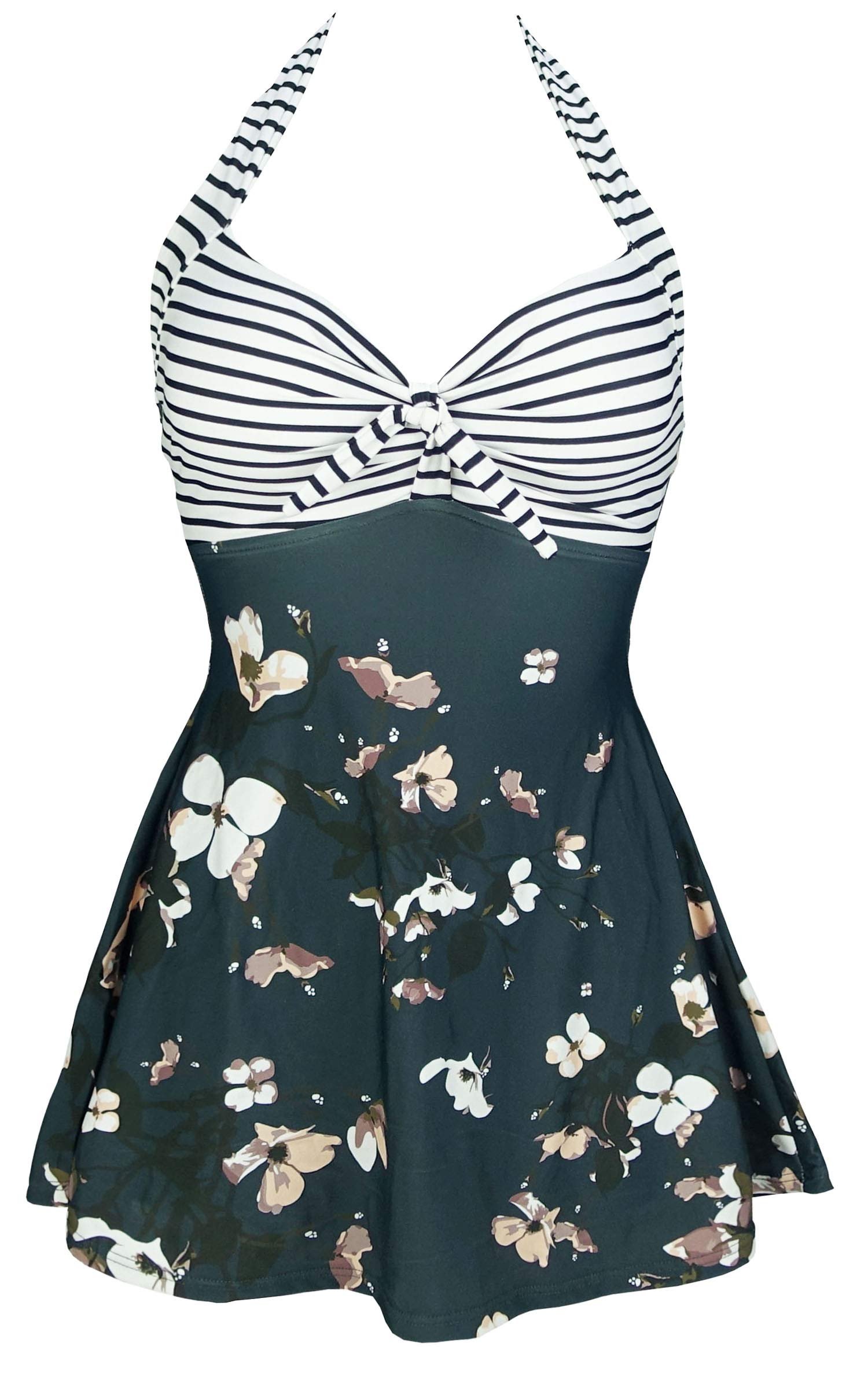 COCOSHIPVintage Sailor Pin Up Swimsuit Retro One Piece Skirtini Cover Up Swimdress(FBA)