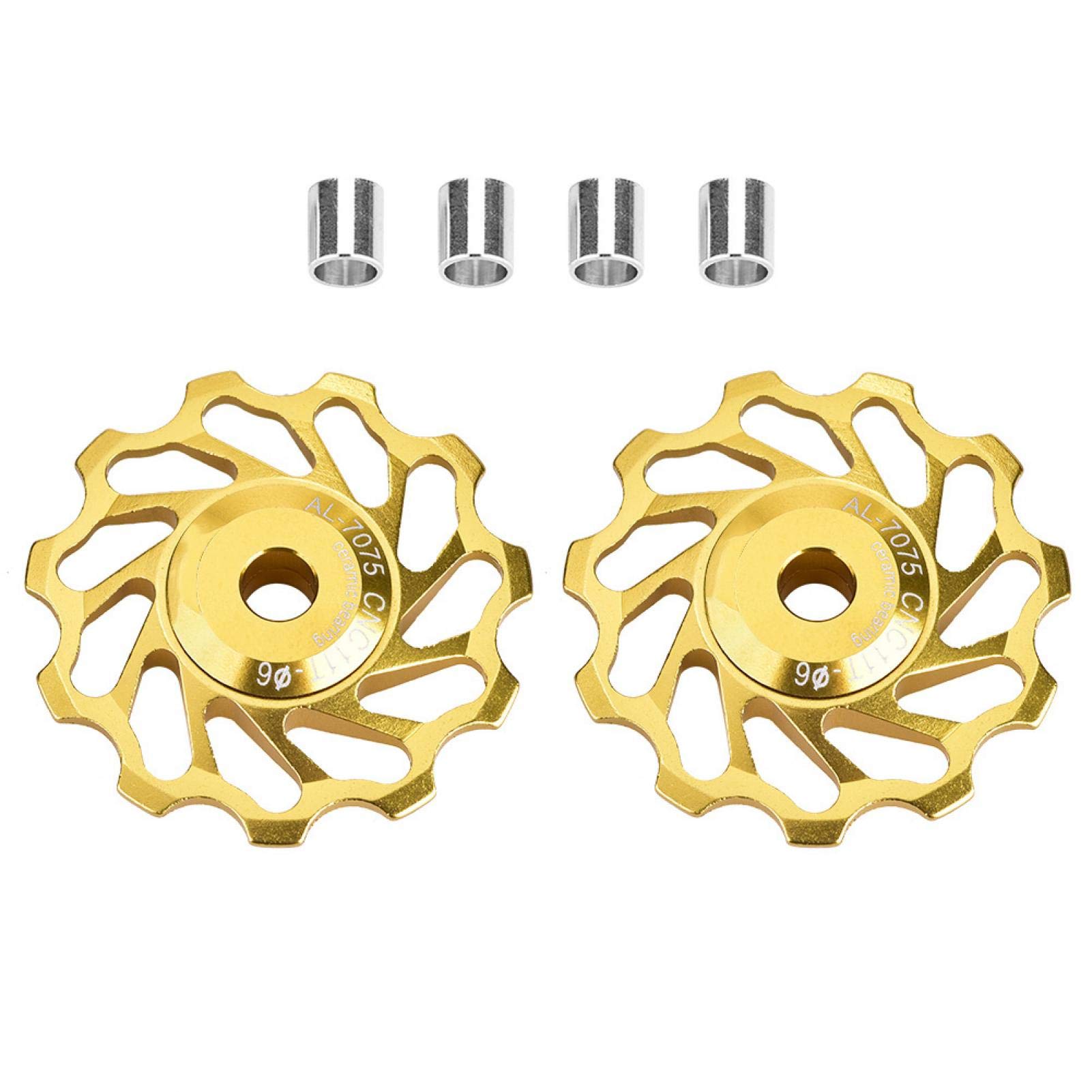 Yosoo Health Gear Bike Rear Derailleur Pulley 11T, 2Pcs Ceramic Bearing Jockey Wheels, Aluminum Alloy Guide