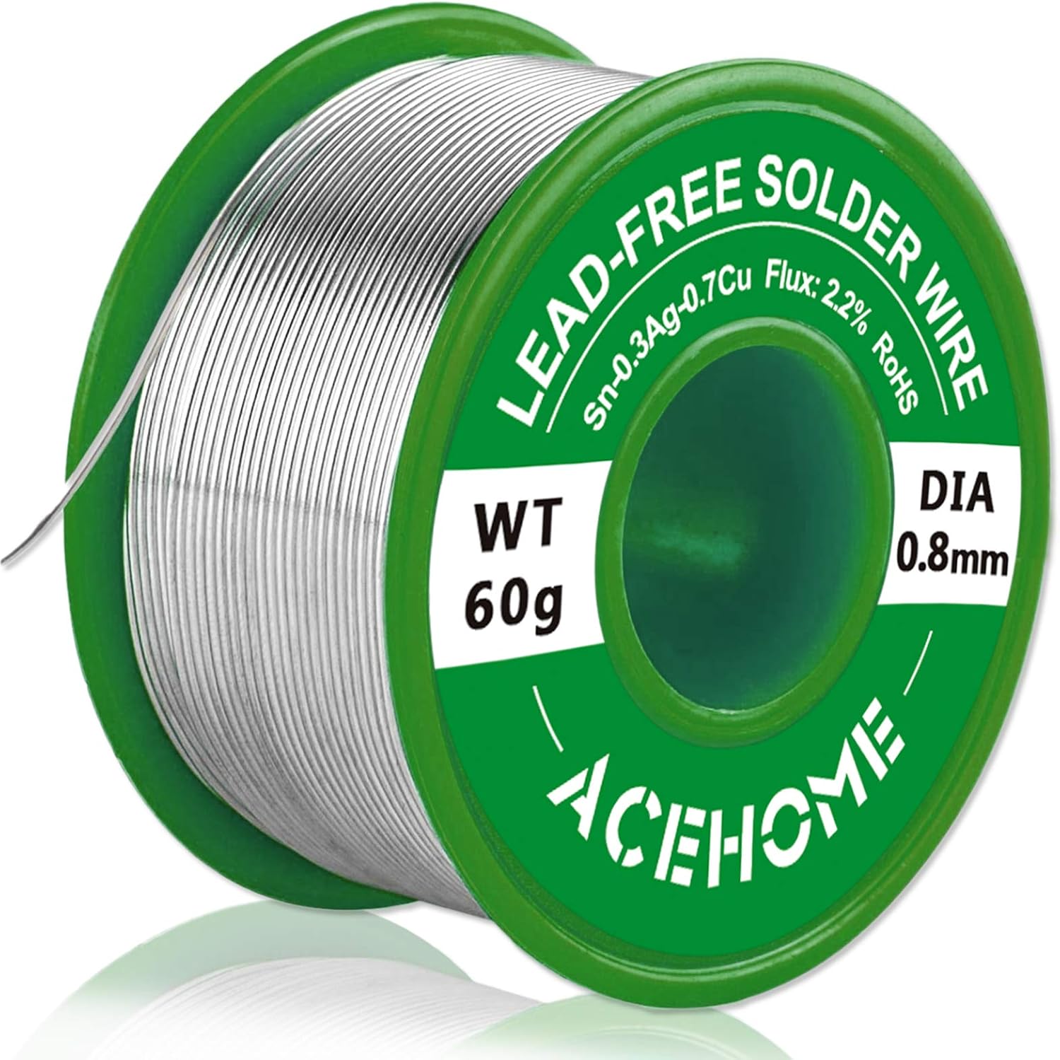 Acehome Lead Free Solder Wire, 0.8mm Electrical Solder Sn97 Ag0.3 Cu0.7