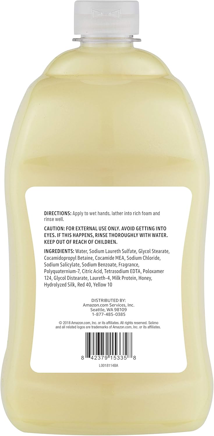  Brand - Solimo Liquid Hand Soap Refill, Milk and Honey Scent, Triclosan-Free, 56 Fluid Ounces, Pack of 2 : Health & Personal Care