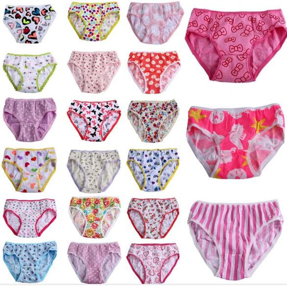 ADIASEN Little Girls' Cute 6 Packs Cotton Underwear Briefs Hipster Color Random