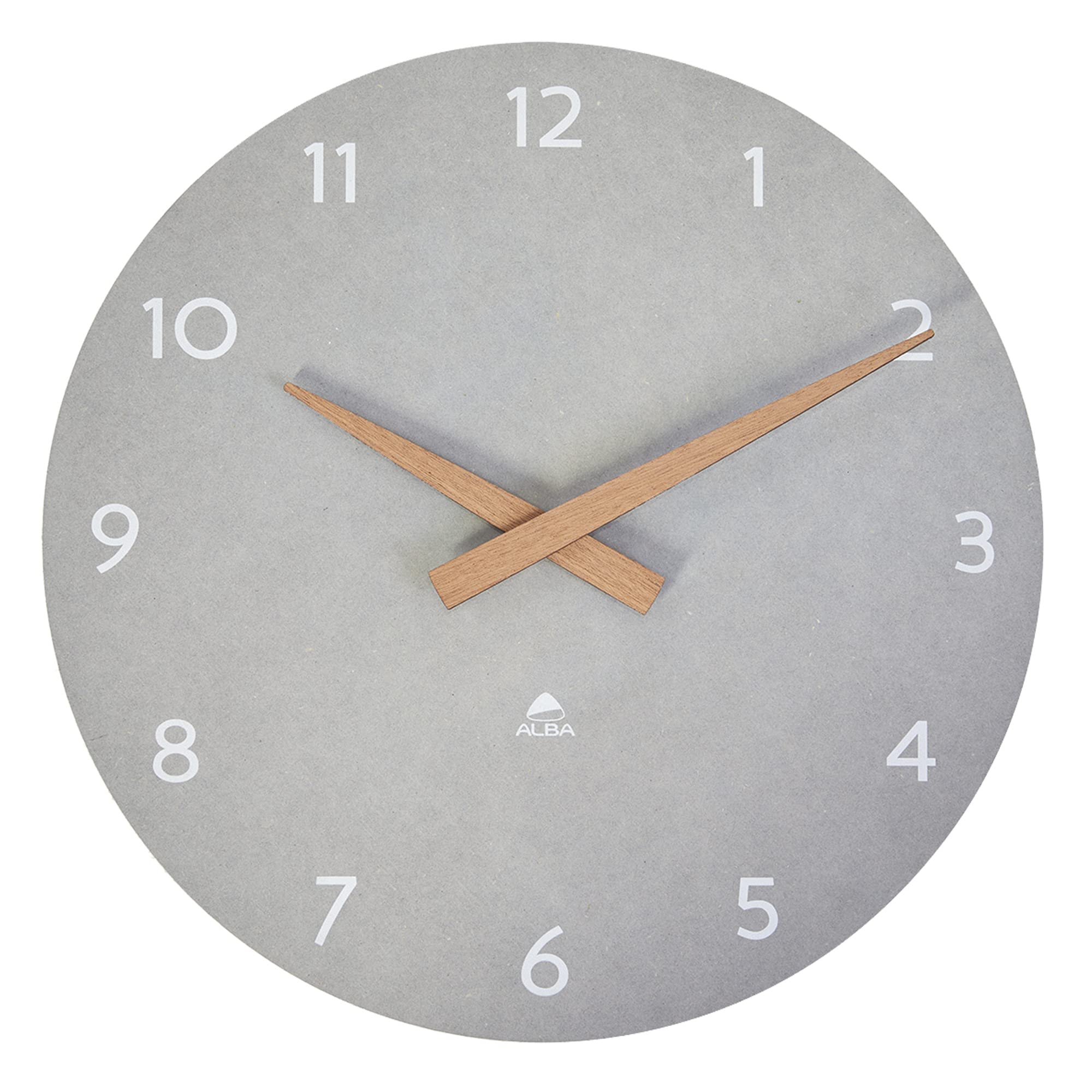 ALBA Wall Clock – Wood – Quartz – Silent – Precious – Modern Look and Purity – Grey