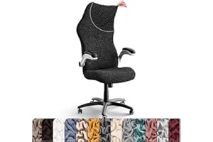 PAULATO BY GA.I.CO. Office & Gaming Chair Slipcover - Stretch Computer Desk Chair Cover with Zipper - Fabric Slipcovers - 1-Piece Form Fit Cover - Microfibra Collection - Black (Office Chair)