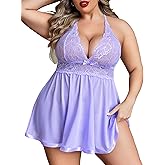 Avidlove Women Plus Size Babydoll Lingerie Lace Chemise Mesh Sleepwear
