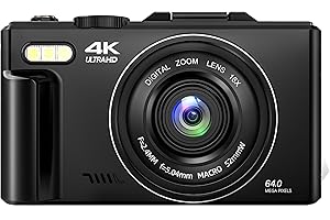 4K Digital Camera for Photography, Auto-Focus Point and Shoot Digital Cameras with 64MP, 3.0 inch Flip Screen 18X Zoom Vloggi