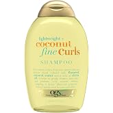 OGX Lightweight + Coconut Fine Curls Shampoo, 13 fl oz | Lightweight, Shampoo for Curly Hair, Coconut Water, Flaxseed Oil, Citrus Oil