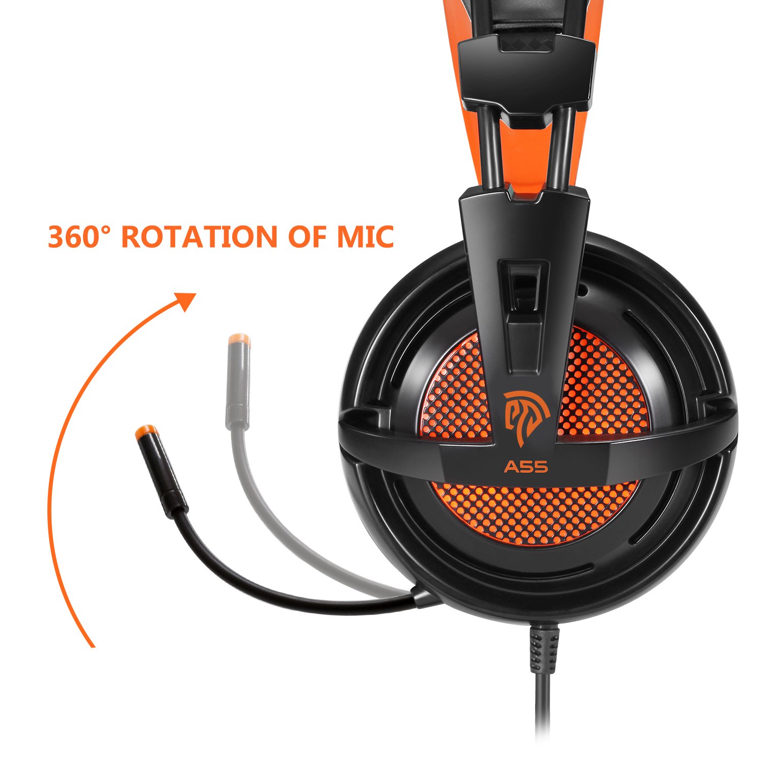 PC Gaming Headset, EasySMX Over-ear Wired Stereo Lightweight Gaming Headset 3.5mm Jack LED Indicator Adjustable Mic and In-line Controller One-key Mute for PC Tablet MP3 MP4 SONY and iPhone 6/7 etc.