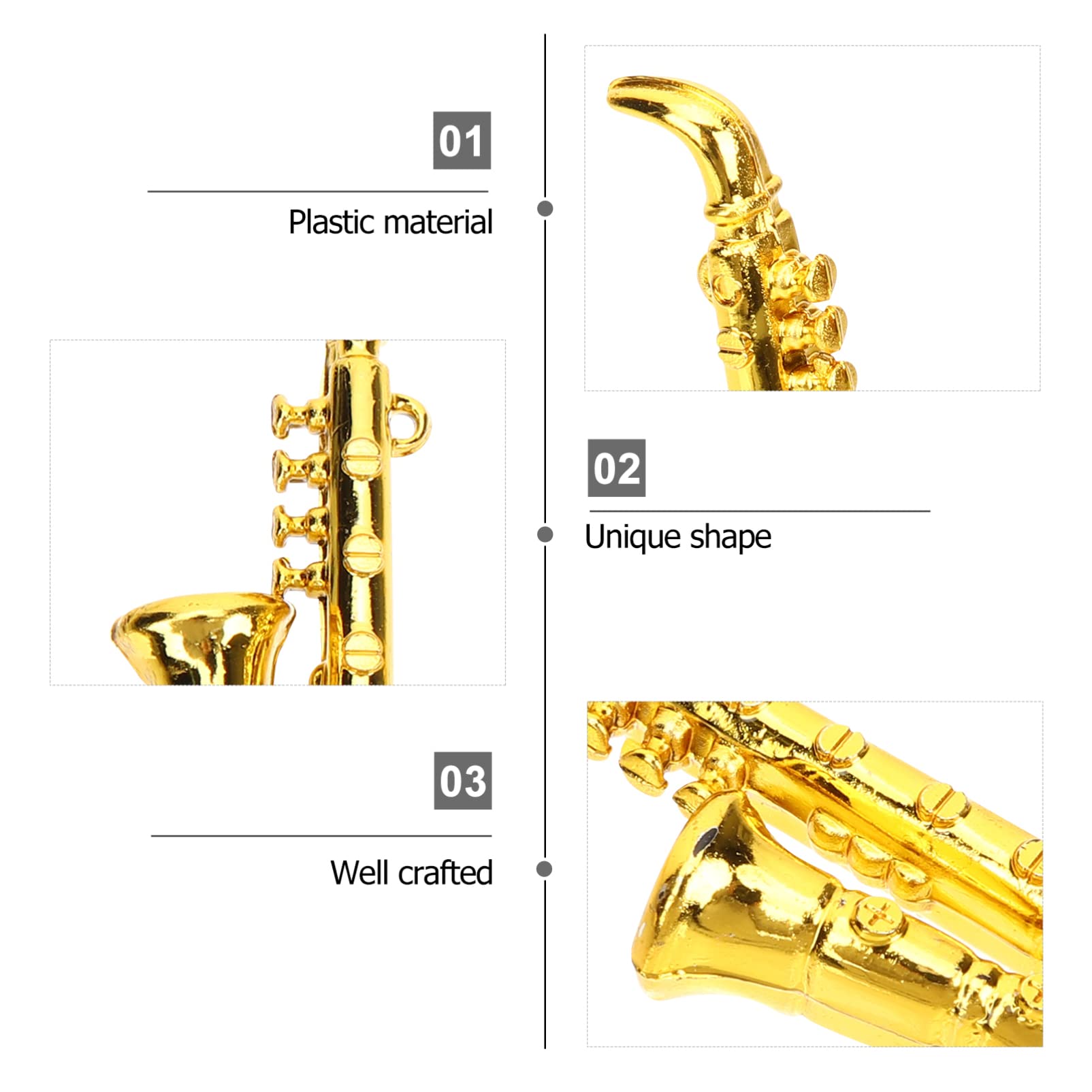 Kisangel Kisangel 10Pcs Miniature Musical Instruments for Dollhouse Decor Golden Saxophone Ornaments for Christmas Tree and Home Decoration