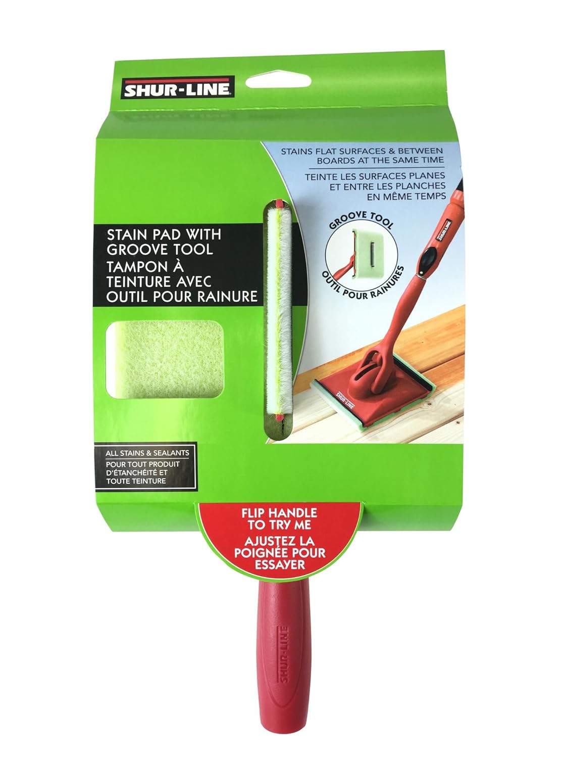 ShurLine 1791257 Deck Stain Pad with Groove Tool Paint, Wall