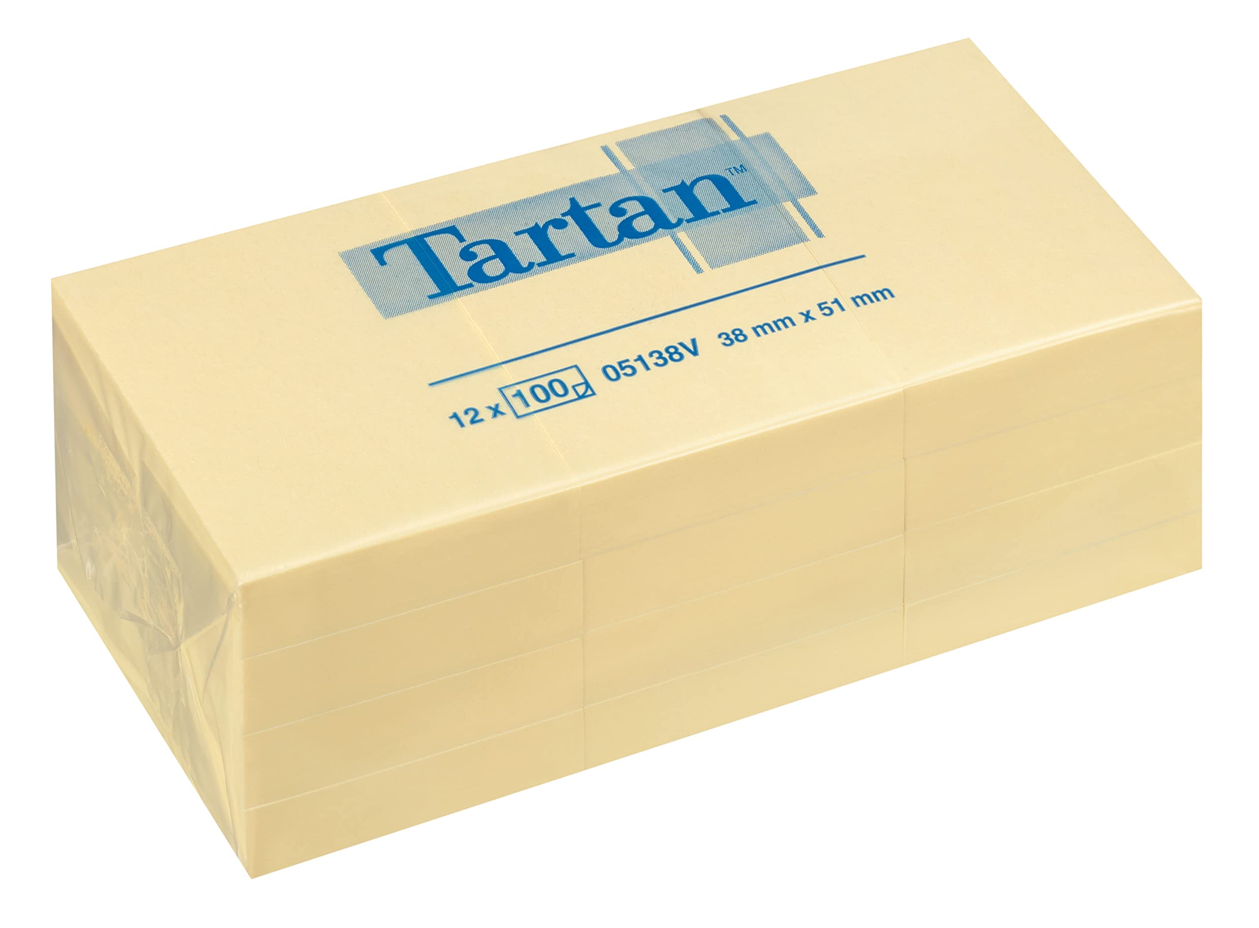 Tartan Notes 38 mm x 51 mm Pads (Pack of 12) - Yellow