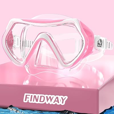 Findway Snorkel Mask 180° View Adult Junior Anti-Fog Anti-UV Tempered Glass