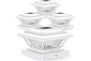 LETMY Solar Outdoor Post Cap Lights, 4 Pack Solar Powered Fence Post Cap Lights, High Brightness Solar Post Lights Outdoor Waterproof for 4x4, 4.5x4.5, 5x5 Posts Fence Deck Patio Garden Decoration