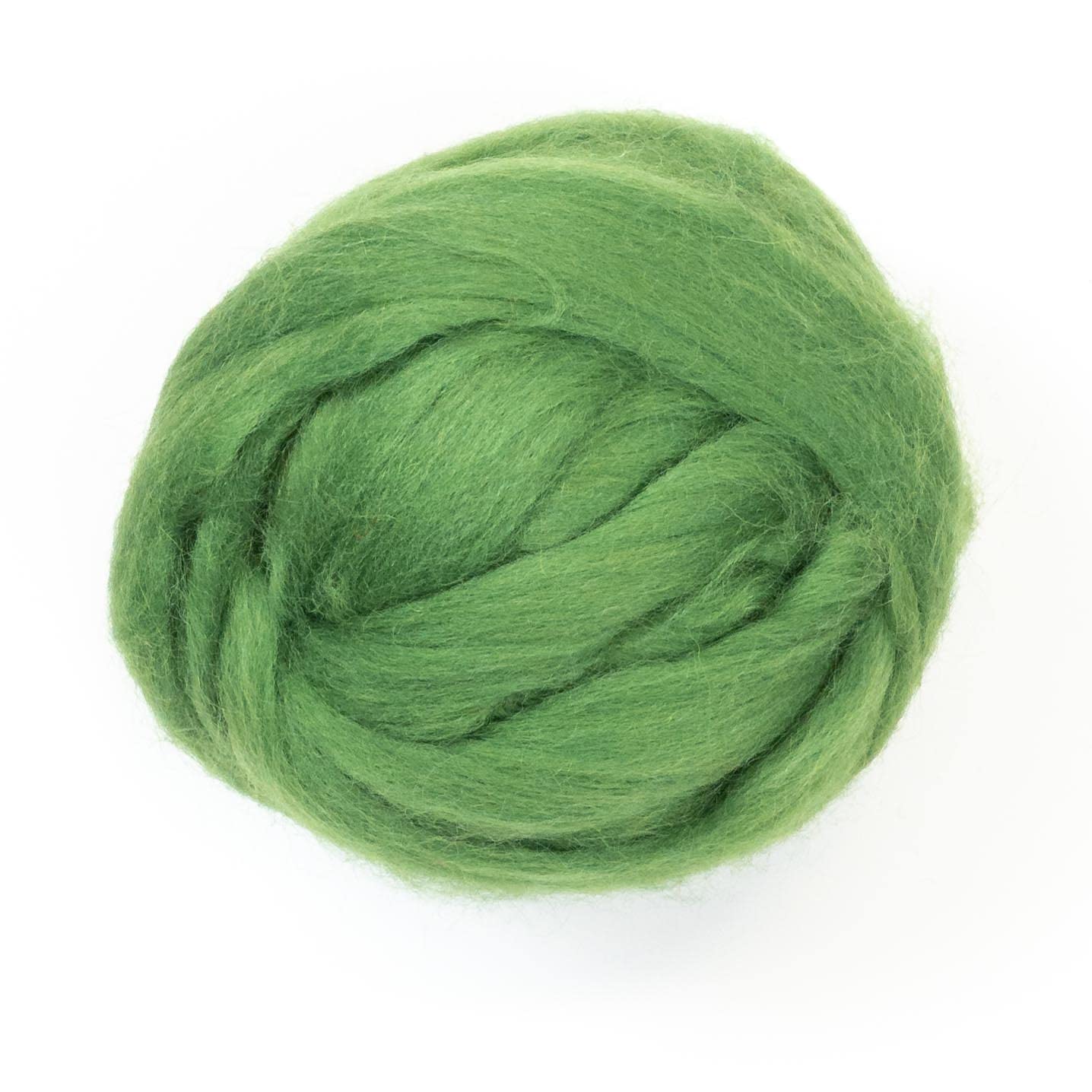 Kondoos Coloured 225 gram Natural Wool roving Tops, Best Wool for Needle Felting, Wet Felting, handcrafts, Spinning and Stuffing Fleece. (Grass Green) — image 1