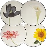 Noritake Colorwave Floral Appetizer Plates, Graphite Black, Set of 4