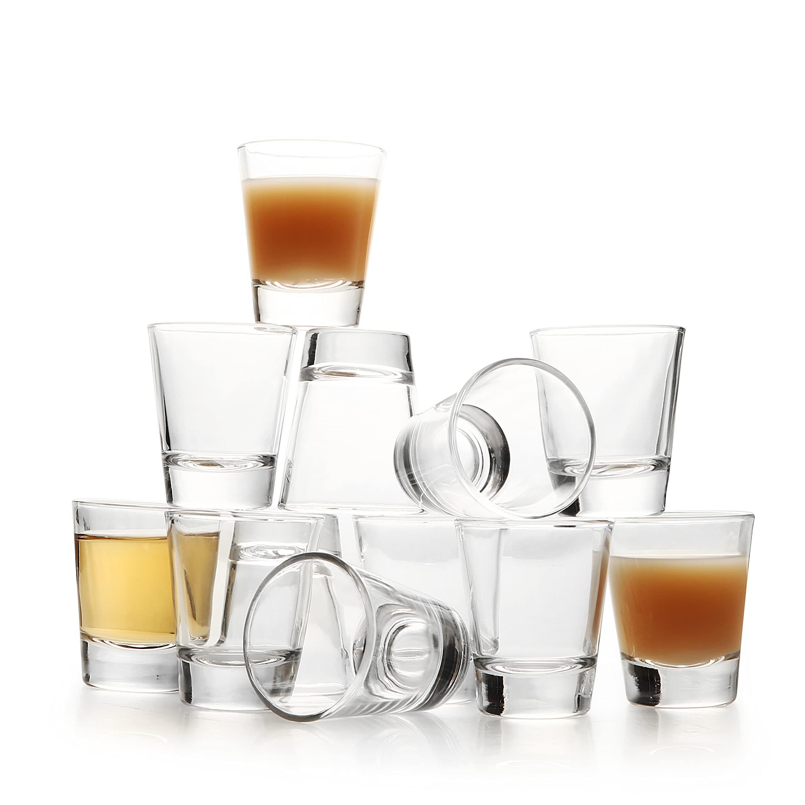 Miss Vetty Shot Glasses Round 1.5 Ounce Heavy Base Shot Glass,Clear Glass(10-Pack)