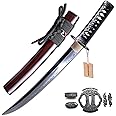 MURASAME Tanto Sword Short Katana Clay Tempered T10 Steel Real Hamon Very Sharp Full Tang Handmade