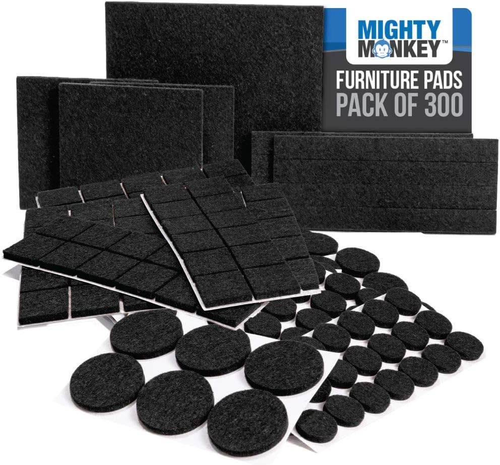 MIGHTY MONKEY Felt Furniture Gripper Pads, 300 Pack, Easy
