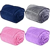 Peryiter 4 Pcs Fleece Throw Blanket Bulk Sofa Blanket Fuzzy Plush Warm Soft and Breathable Lightweight Throw Blankets for Couch for Living Room Bed Travel Couch Sofa(Light Colors,50'' X 60'')