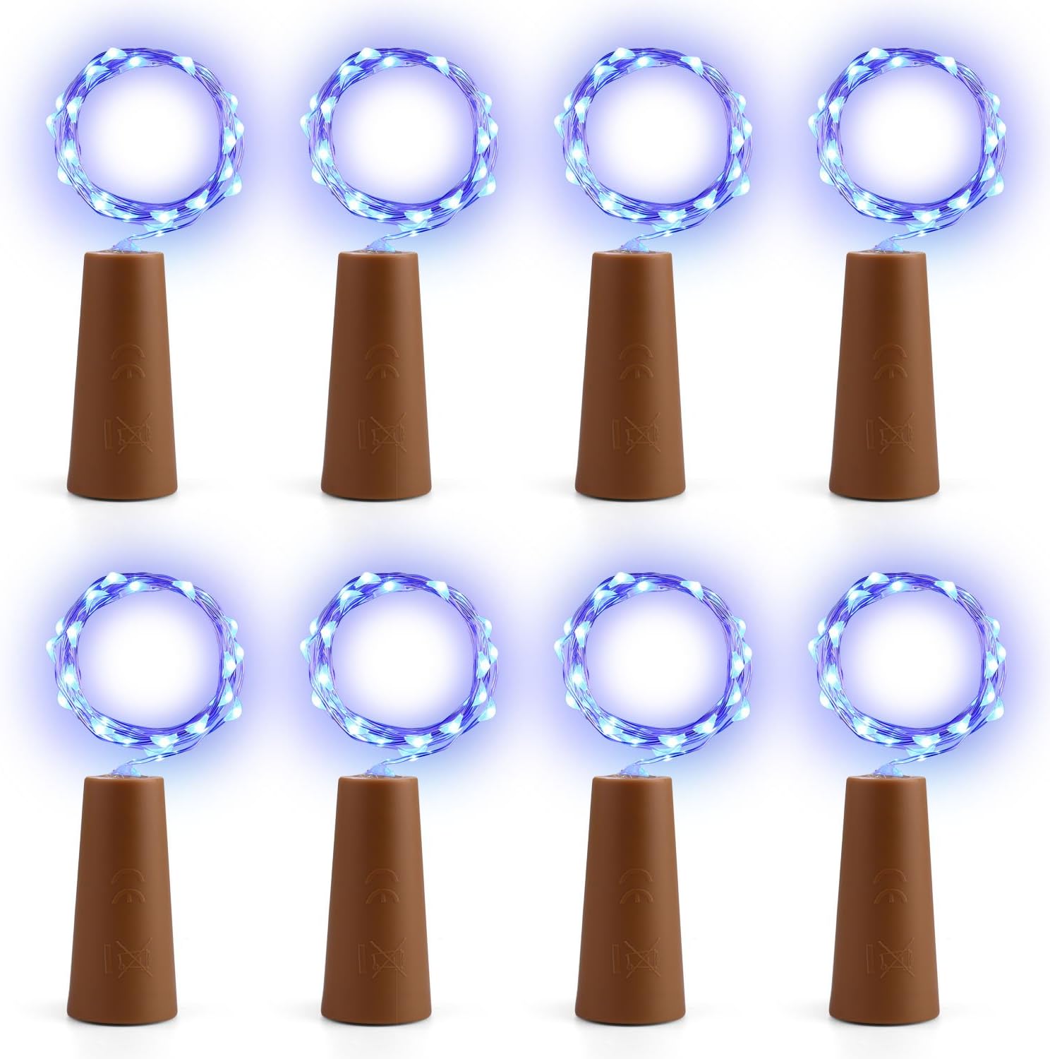 Qedertek Wine Bottle Lights with Cork, 10 Pack 2M 20 LED Christmas Battery Fairy Lights, Copper Wire String Lights for DIY Party Christmas Holiday Wedding Indoor Outdoor Decorations (Blue)