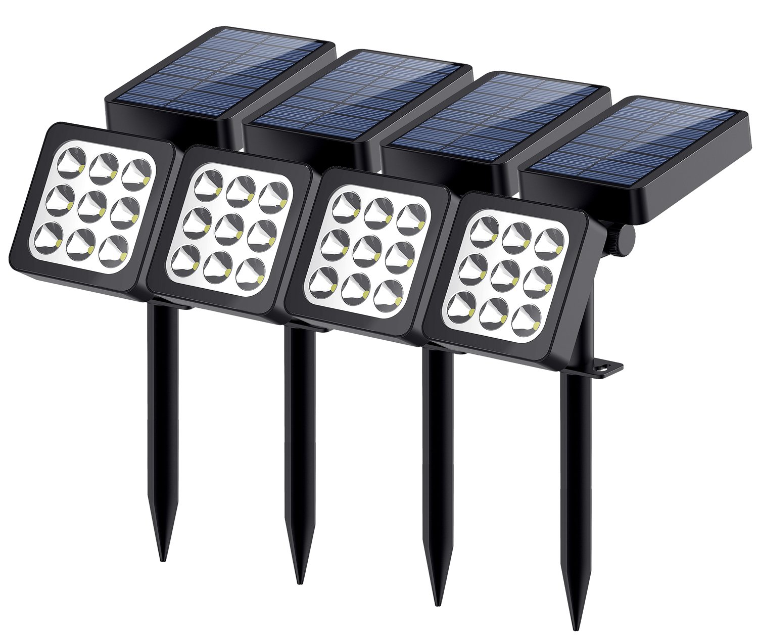 Solar Lights 2-in-1 Waterproof 9 LEDs Solar Landscape Spotlights Outdoor Adjustable Wall Light Landscape Light Security Lighting Dark Sensing Auto On/Off for Patio Deck Yard Garden Driveway, 5Pack