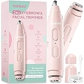 Vankoo Facial Hair Remover & Eyebrow Trimmer - 2 in 1 Eyebrow & Face Shaver for Women - Rechargeable Face Razors for Women with Built-in LED Lights - Painless Hair Removal for Flawless Skin & Makeup