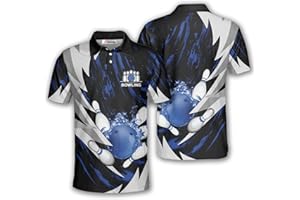 PRIMESTY Bowling Shirts Gift for Bowling Lover, Bowling Shirt for Men Women Polo Team 3D Unisex Jersey Short Sleeve Funny