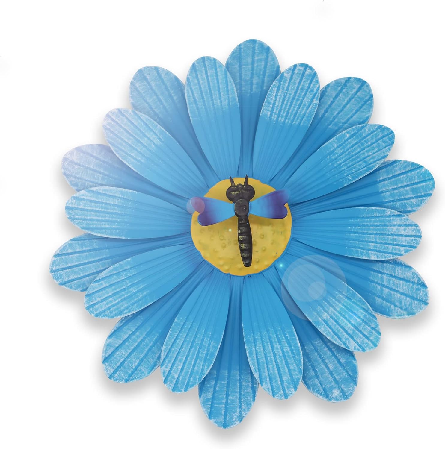 Plaques & Wall Art - aboxoo Blue Dragonfly Metal Flower Wall Decor Outdoor Metal Wall Art for Home/Garden/Office,Outdoor Fall Decoration 3D Floral Fence Decor Indoor Living Room Wall Decoration 11.4inch…