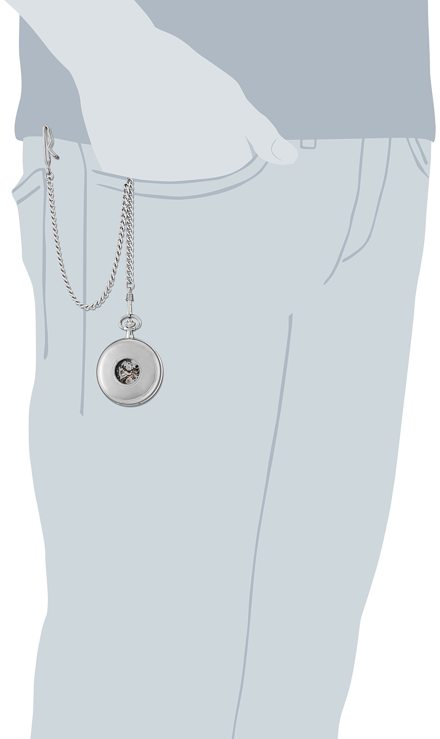 CHARLES-HUBERT PARIS 3953-W Classic Collection Analog Display Mechanical Hand Wind Pocket Watch