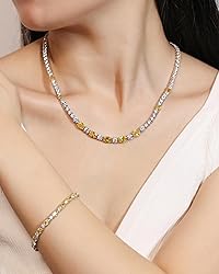 FANCIME Sterling Silver Created Citrine Tennis