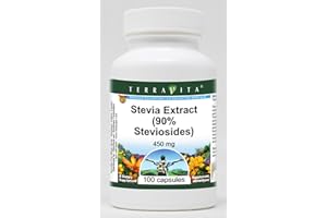 TERRAVITA Stevia Extract (90% Steviosides) - 450 mg (100 Capsules, ZIN: 514502) - 3 Pack