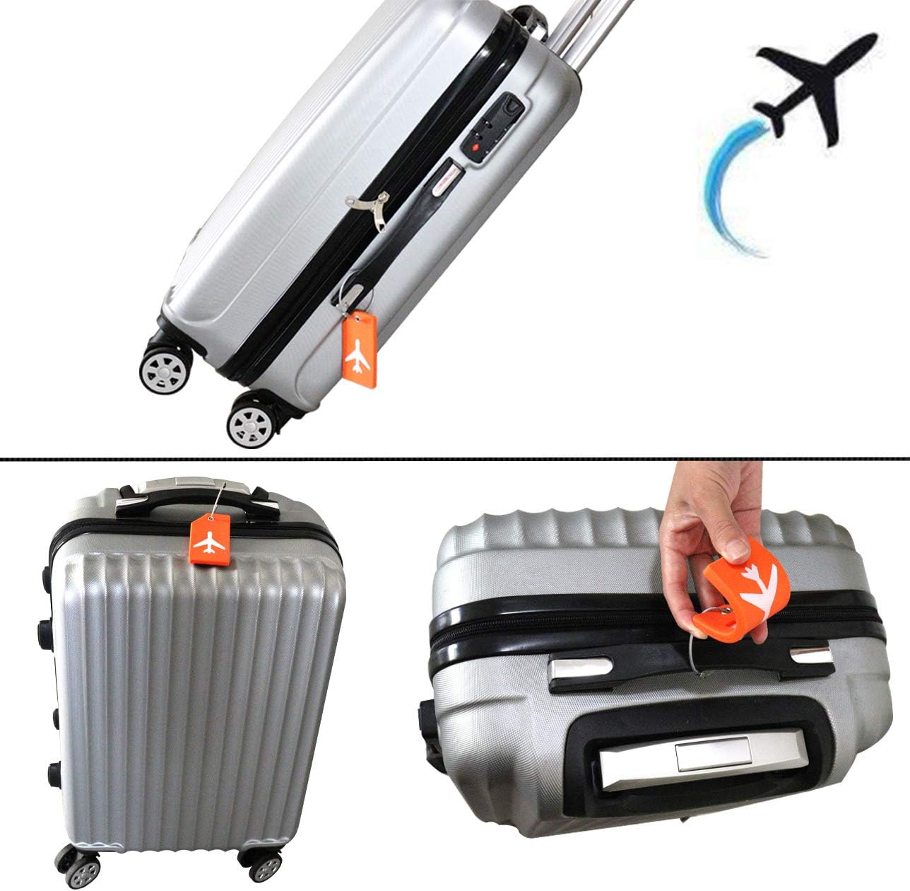  | 2PCS Y.A. LOTUS Silicone Luggage Tags with Name ID Card and Stainless Steel Loop, Premium Flexible Travel ID Bag Tag helps Quickly Spot Luggage Suitcase, for women, men - Orange | Luggage Tags