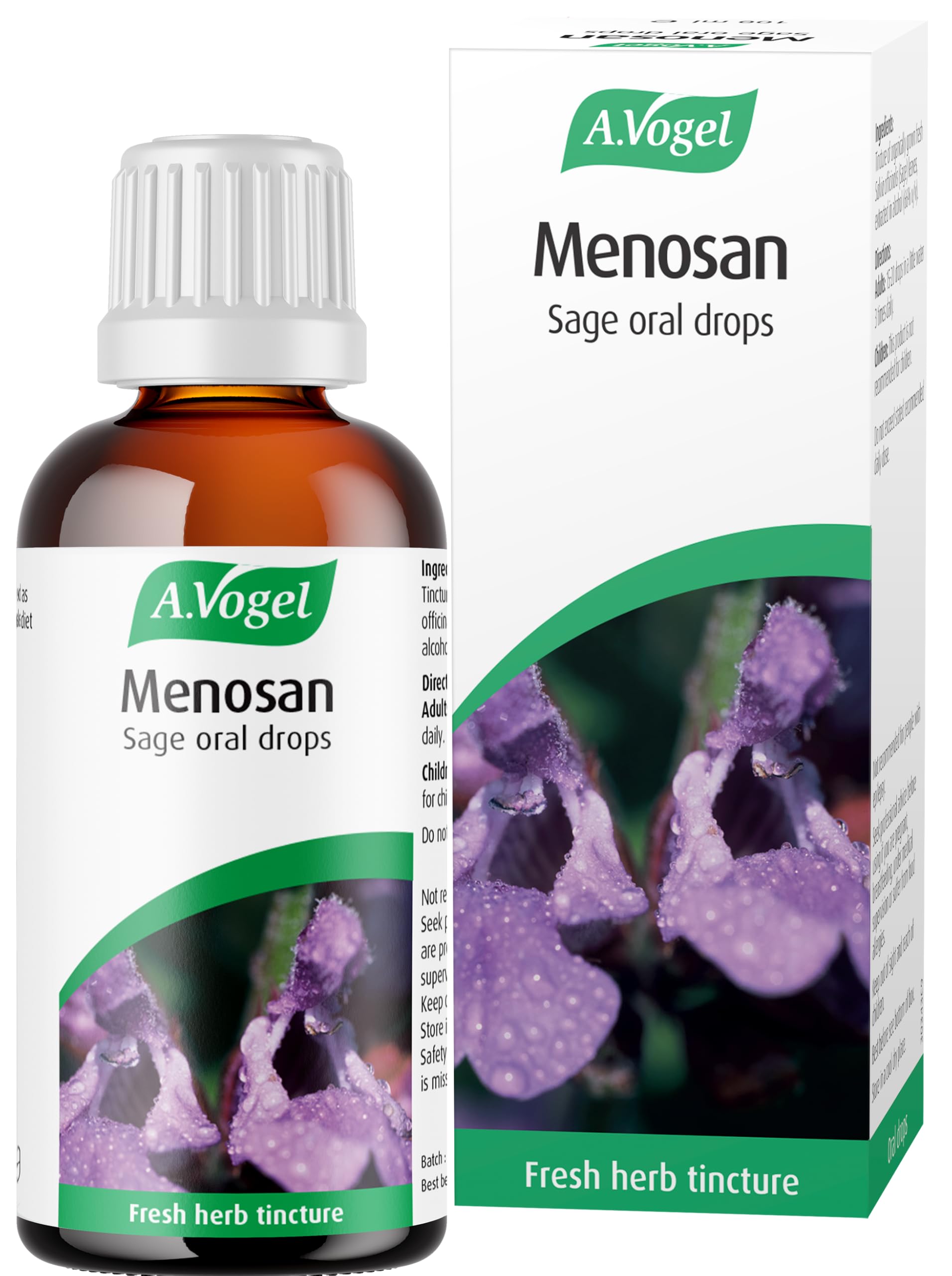 A.Vogel Menosan Sage Drops | Extracts of Organically Grown Fresh Sage | Herbal Food Supplement | Suitable for Vegans | 100ml