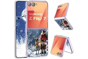 SQGYLGL Compatible with Samsung Galaxy Z Flip 7 Case Clear Slim Protective Cases Santa TPU Z Flip 7 Back Cover Full Body Protector Animal Thin Phone Case for Samsung Galaxy Z Flip 7 5G Christmas (Blue)