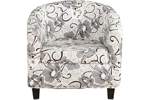 GOSTADY Club Chair Slipcover 2 Piece Printed Tub Chair Slipcover Soft Stretch Printed Round Barrel Chair Covers Armchair Covers Furniture Protector for Living Room Hotel Counter Cafe 06