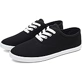 yageyan White Canvas Sneakers for Women Low Top Tennis Shoes Lightweight Womens Fashion Sneakers Lace up Causal