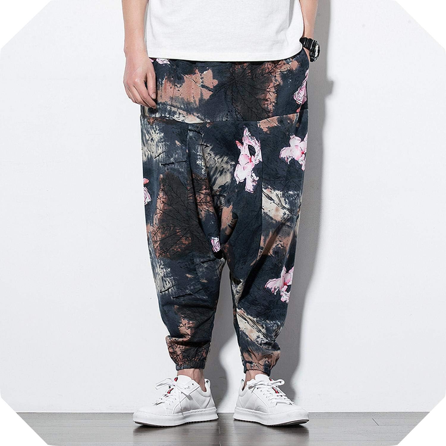 Baggy Cotton Men Harem Pants with Pocket Men Hiphop Harem Pants Wide