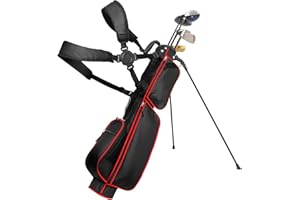 LONGCHAO Golf Bag Lightweight Carry Bag, Dual Strap Golf Stand Bag with 6 Pockets, Lightweight Small Golf Bag for a Few Clubs and Rain Cover Hood