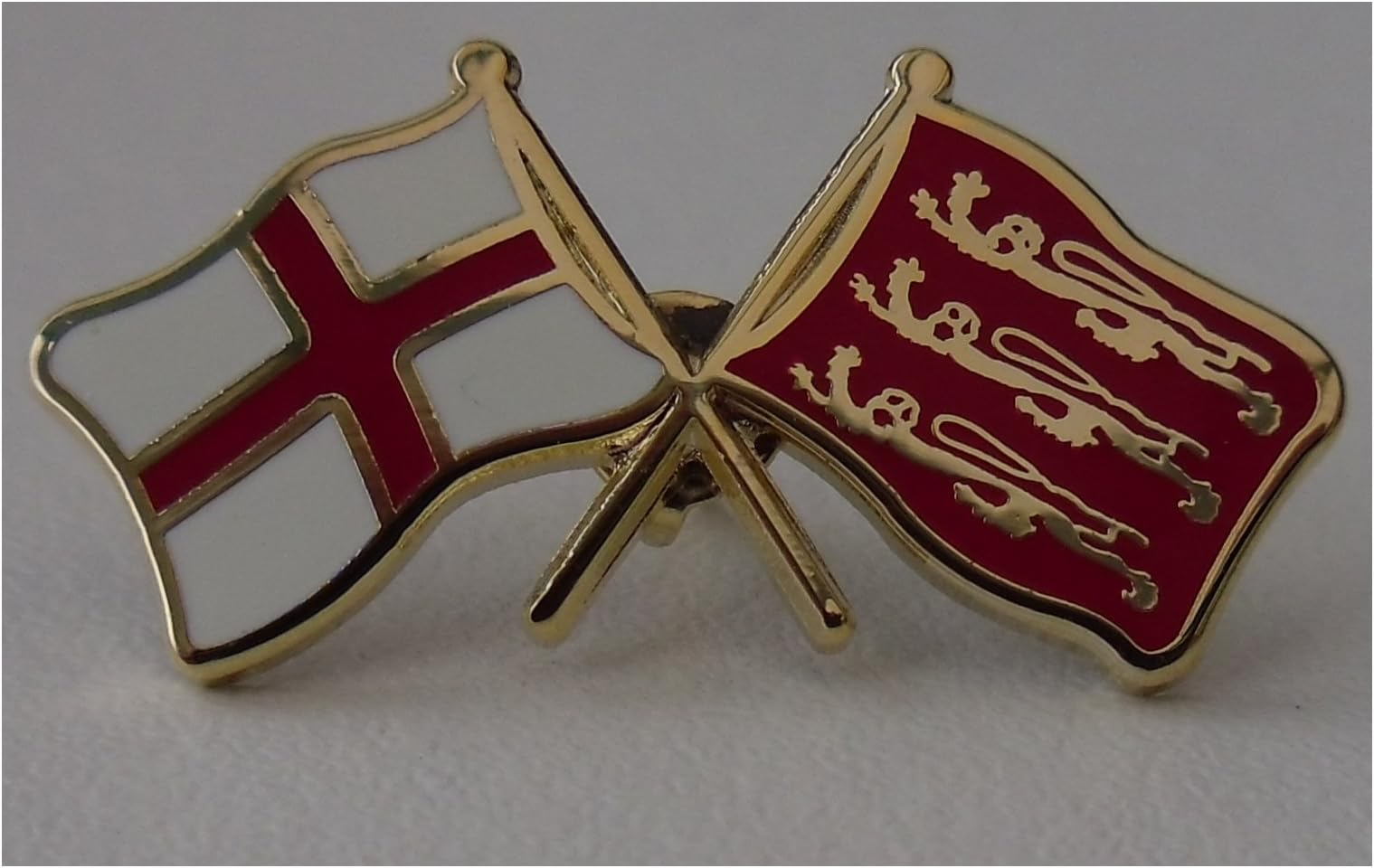 Crossed St George and Three Lions flag enamel England pin badge