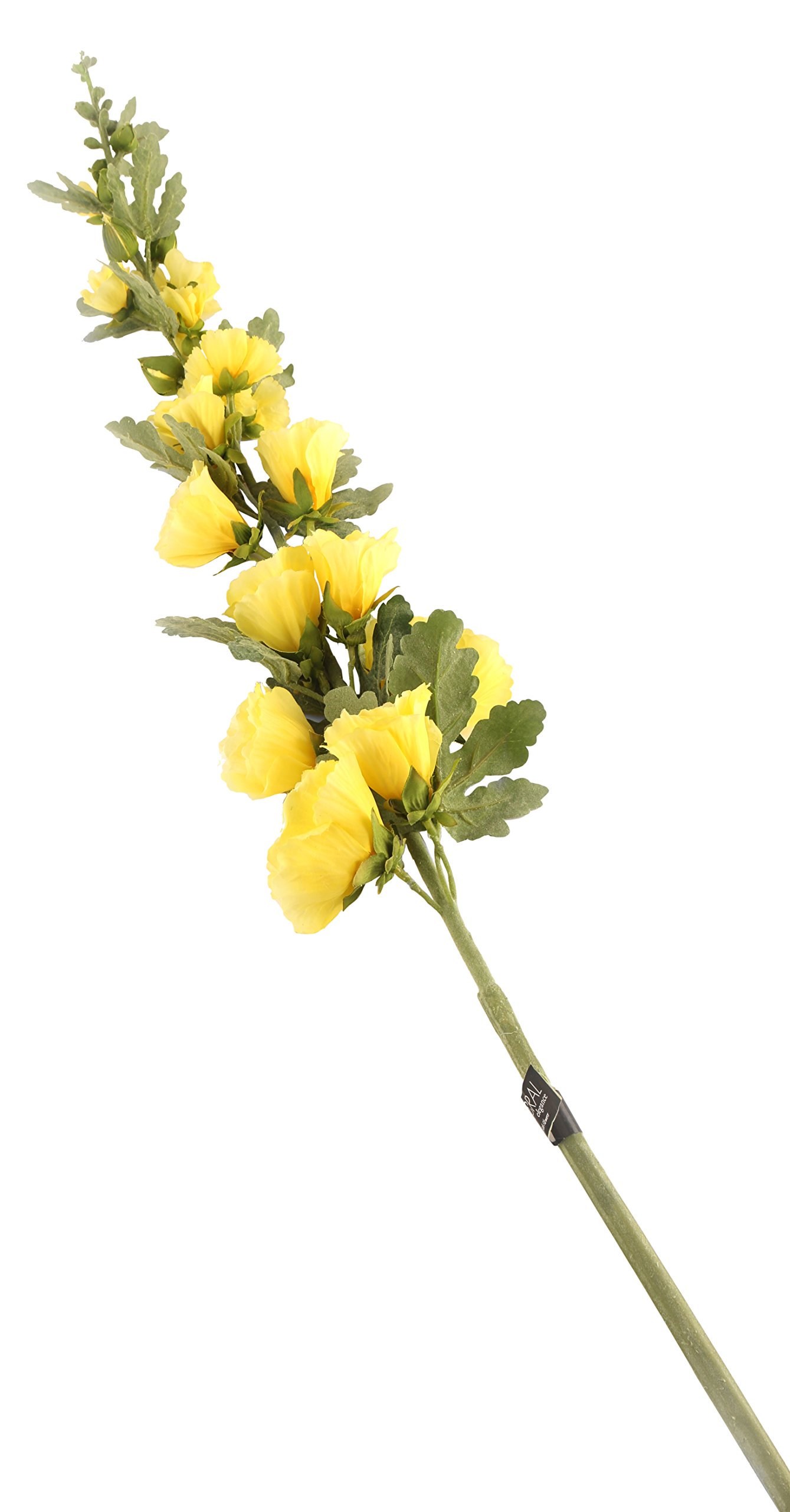Floral Elegance Artificial 118cm Single Stem Yellow Hollyhock Flowers x 6 โ image 1