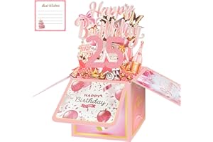 25th Birthday Card with Envelopes for Her, Birthday Decorations for Daughter, Bday Gift Box for 25 Year Old, Unique Handmade 