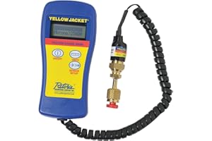RITCHIE Yellow Jacket® Hand-Held Vacuum Gauge, Deluxe, 32 to 122 deg F Ambient, 1/4 in Male Flare Connection, LED Display, Battery, Plastic