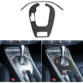 PJFUS Real Carbon Fiber Sticker Compatible with Z4 E85 2003-2008 Car Interior Accessories Center Console Automatic Gear Shift Box Shifter Transmission Frame Decal Trim Decoration Black 2pcs