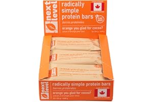 Next Level Radically Simple Protein Bar – Orange Cocoa | Plant-Based, Vegan, Paleo Snack, Made in Canada | 54g, Pack of 12