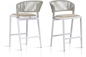 PURPLE LEAF Counter Height Bar Stool Set of 2 Outdoor Stool Chair Woven Bar Height Stools Kitchen Island White Counter Stool
