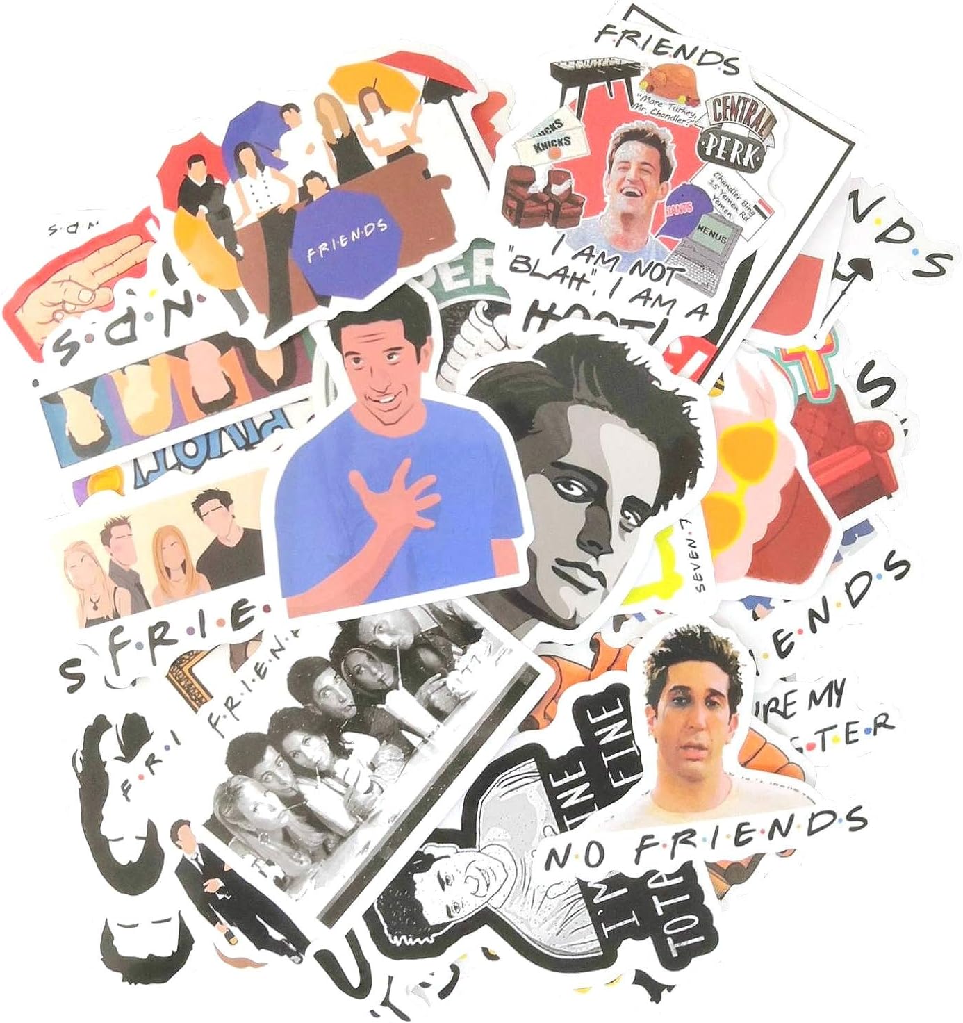 Friends TV Show Fans Sticker Pack of 50 Stickers for Laptops Hydro Flasks Water Bottles Luggage (The Friends)